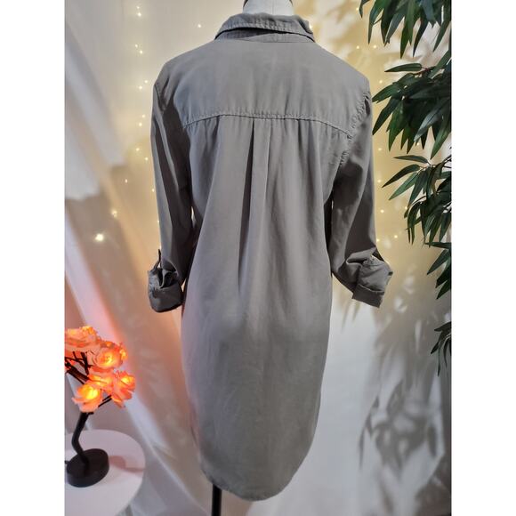 Thread & Supply Women's L Better Days Slate Green Button-Down Mini Shirt Dress - Picture 4 of 11